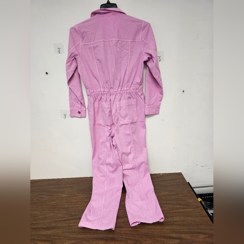 Universal Thread Women's Long Sleeve Button Down Coveralls Jumpsuits Pink - Picture 7 of 8